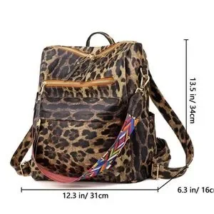Leopard print vegan leather zipper detail mini backpacks Bags | Leopard Print Vegan Leather Zipper Detail Mini  main image 2
